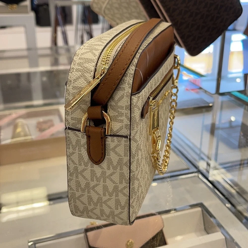 Michael Kors Jet Set Item Large East West Zip Chain MK Signature Crossbody Bag